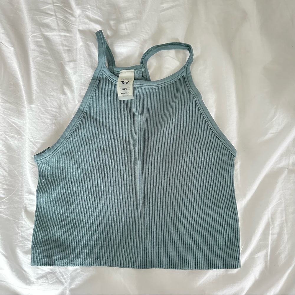 Aritzia TNA Ribbed Green Tank Top